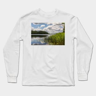 Lake summer view with clouds and trees Long Sleeve T-Shirt